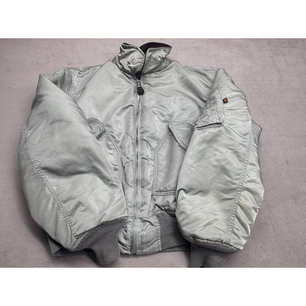Alpha Industries Bomber Flight Jacket Sage Green Made in USA Large 5171